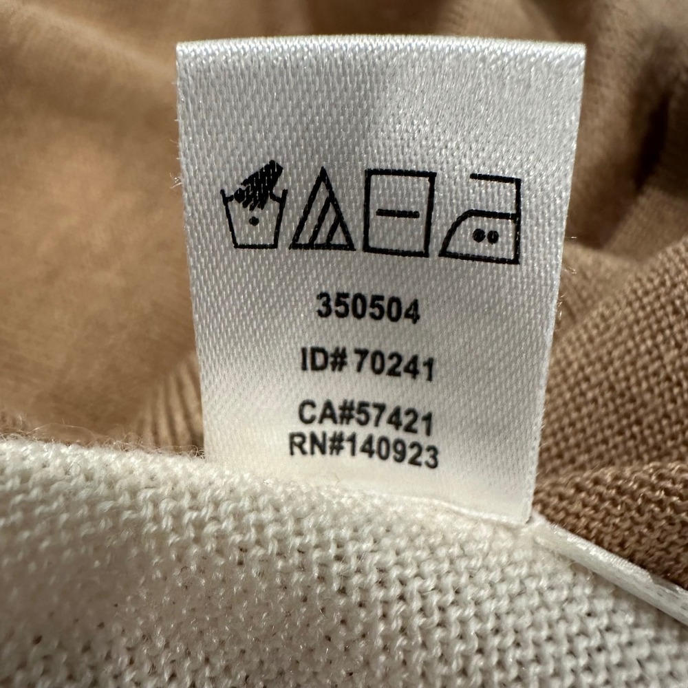 LOFT Womens Medium Wool Blend Beaded Collared Sweater Camel Beige Cream Jewel - Picture 9 of 12